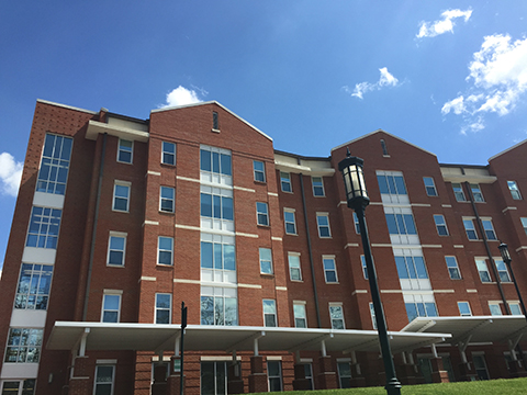 Front facade of Belk Residence Hall