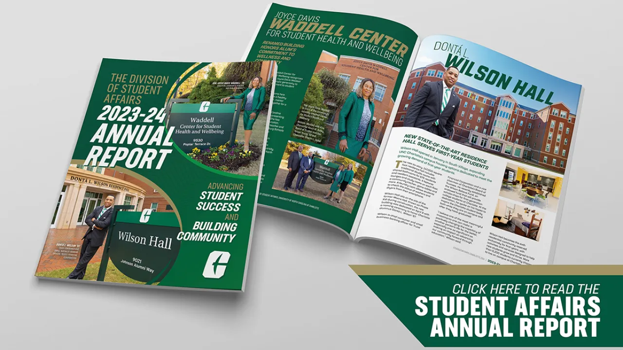 Image of Student Affairs Annual Report 2023-24 booklet with link to open