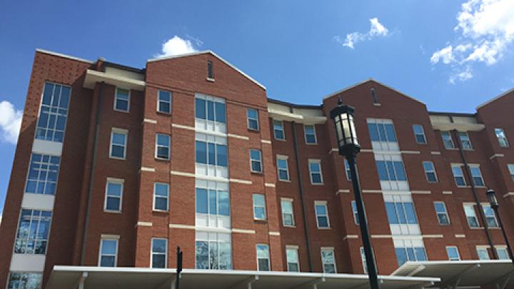 Front facade of Belk Residence Hall