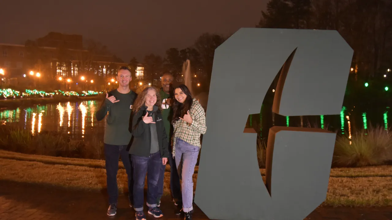 Adam Burden, Karen Shaffer, Kevin Bailey and a student at Light Up The Lake