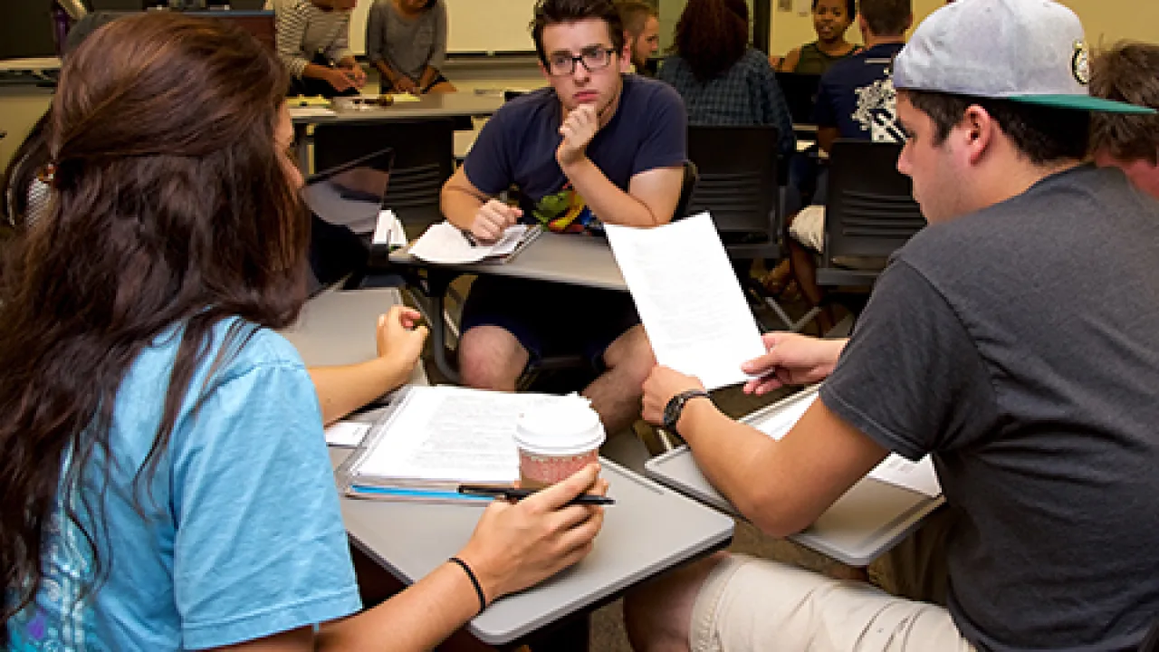 Group of students studying together.