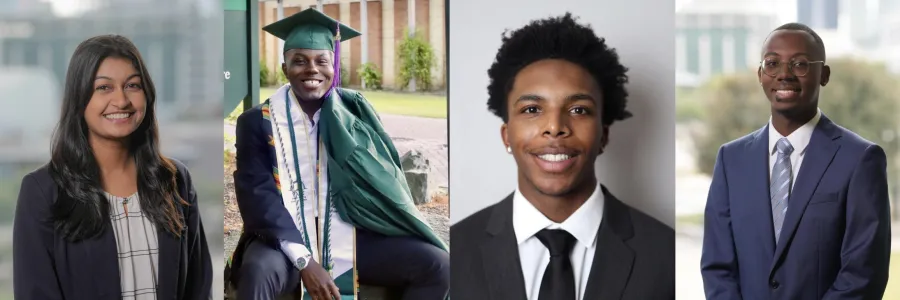 Spring 2025 Bell Ringers Sonia Birla, Tye’Quez Wilkins, Uriah West and Justyn Ramseur