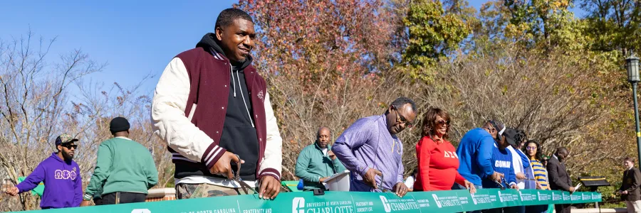 Ribbon-cutting ceremony for NPHC Plaque markers honoring Divine 9