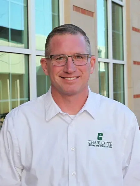 Donny Edwards smiling outside of the HRL building