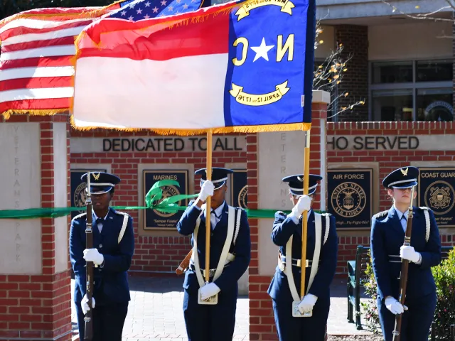 ROTC Members Holding Flags