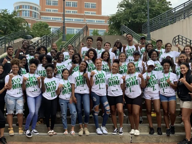 Students standing together