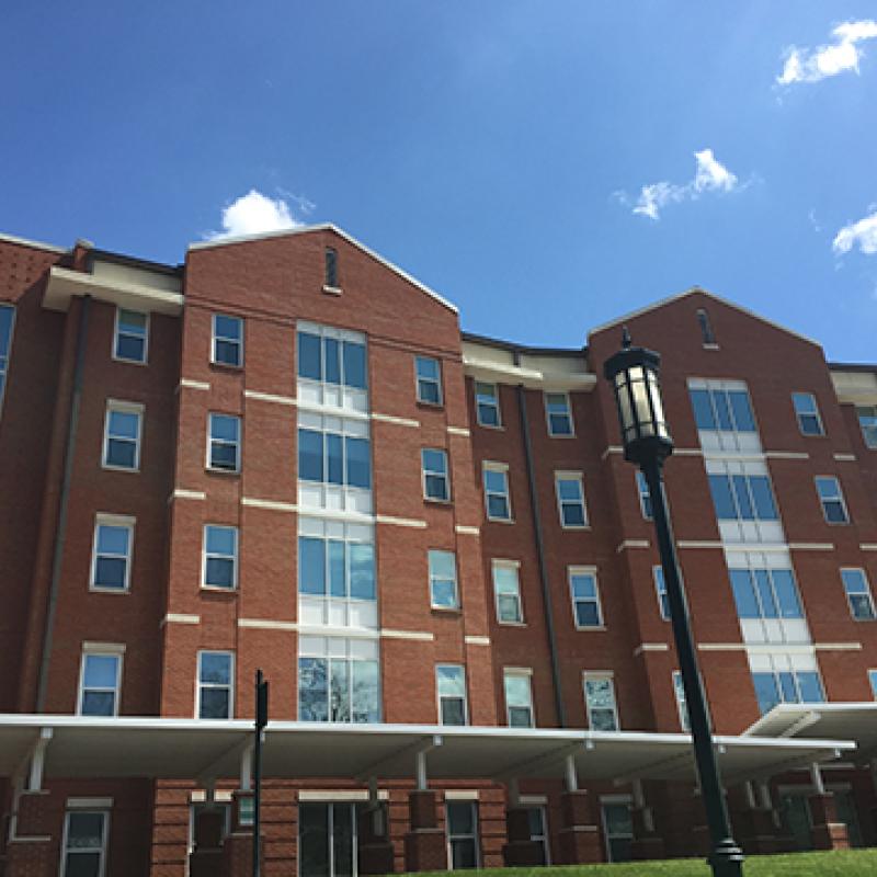 Front facade of Belk Residence Hall