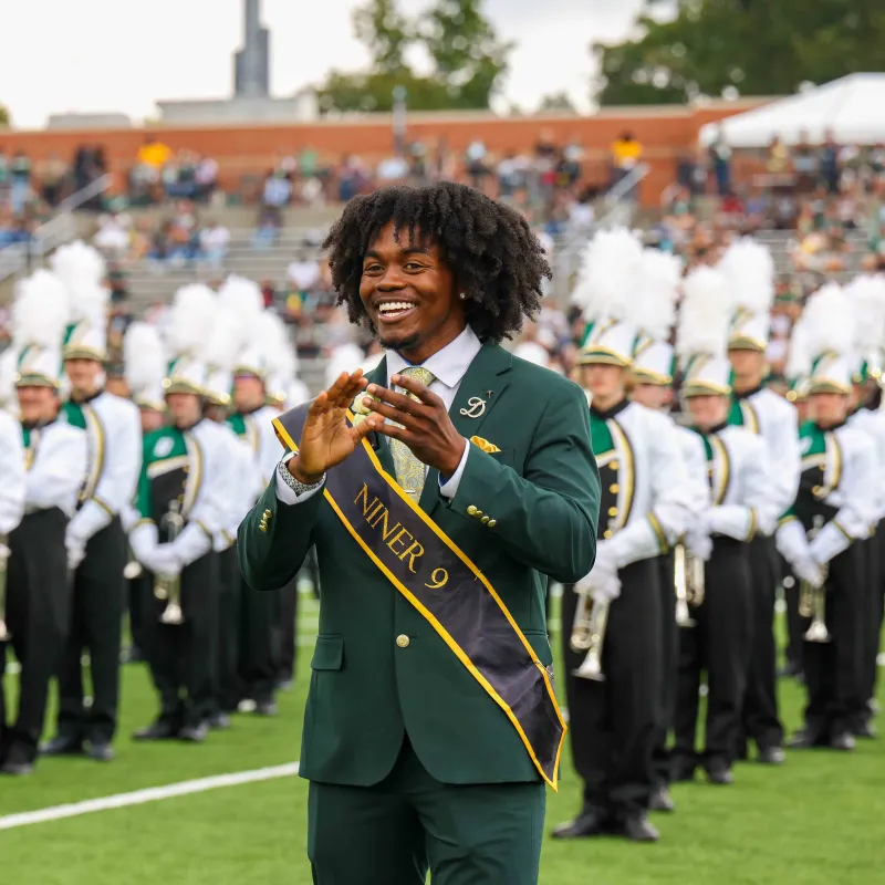 Dacien Montford smiling in disbelief after being named Golden Niner