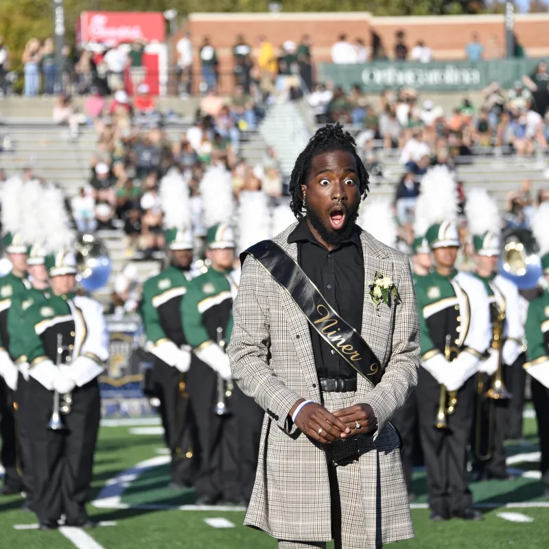 Ra'Quan Leary with his mouth agape in shock after being announced as the Golden Niner