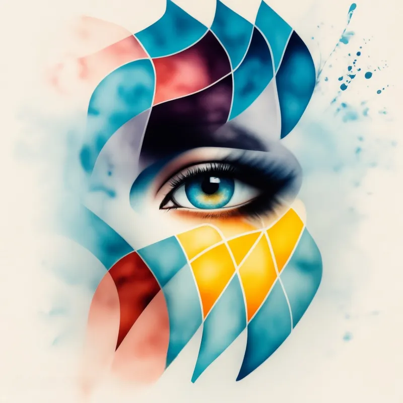 Art designed by HRL's Steven Begley featureing a eye surrounded by colored shapes